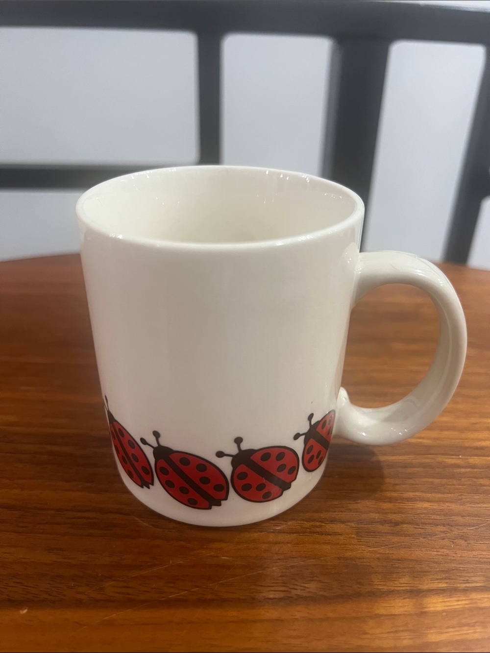 Vintage Red Ladybug Ceramic Mug